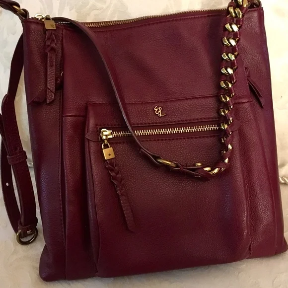ELLIOTT LUCCA Beautiful!!! BURGUNDY LEATHER CROSSBODY - Picture 3 of 9